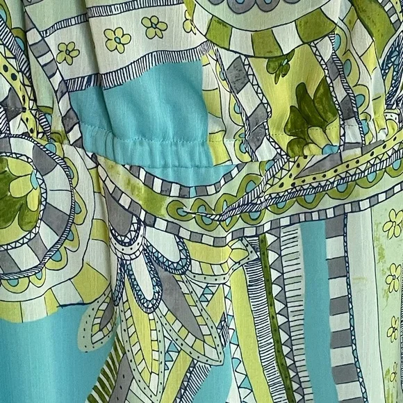 👗Chico’s Sienna Paisley Maxi Dress. Cold shoulder style. Aqua & Green Paisley👗 - Picture 12 of 12